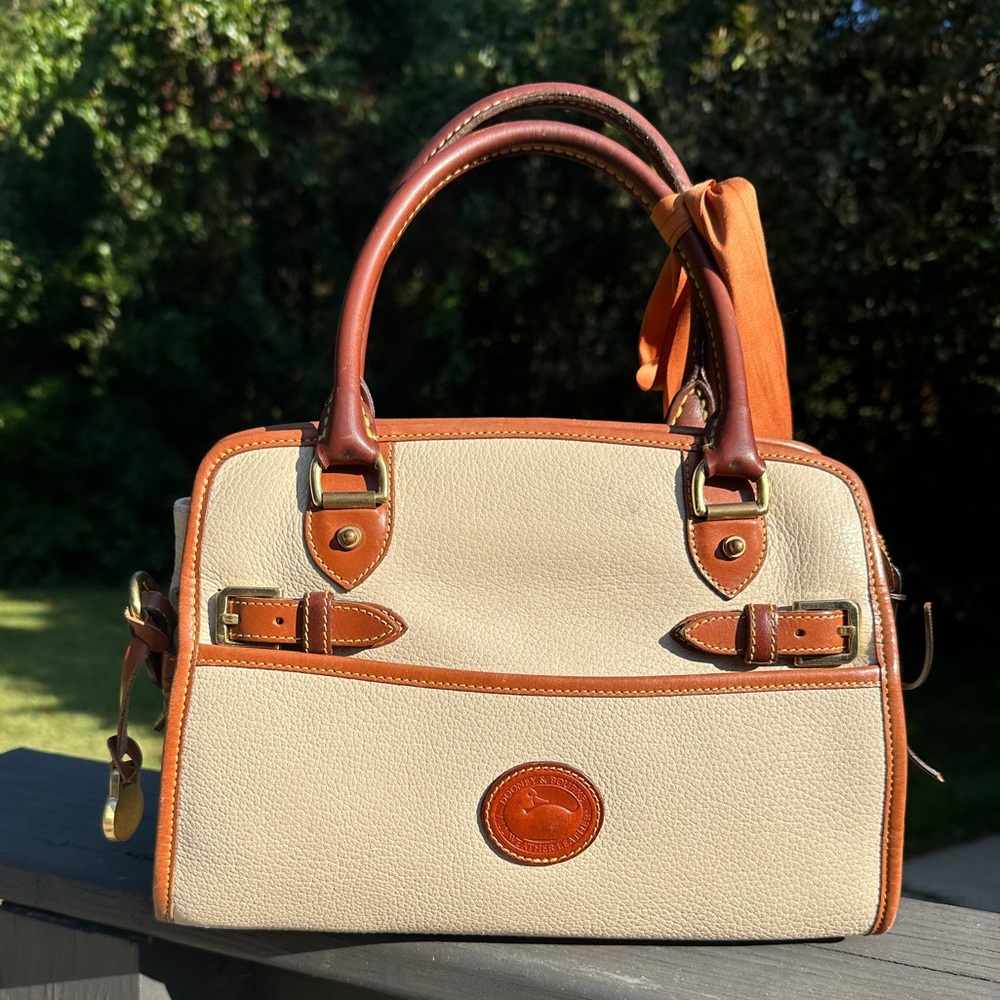 Dooney & Bourke Cream and Brown Satchel